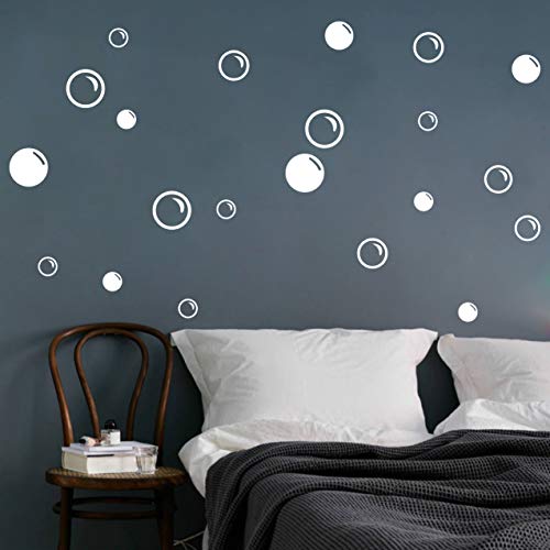 90 Large Soap Bubbles Wall Decals, Bathroom Decals, Wall Art, Vinyl Stivkers For Bathroom, Bedroom, Nursery Decor A35 (White) #TOP1
