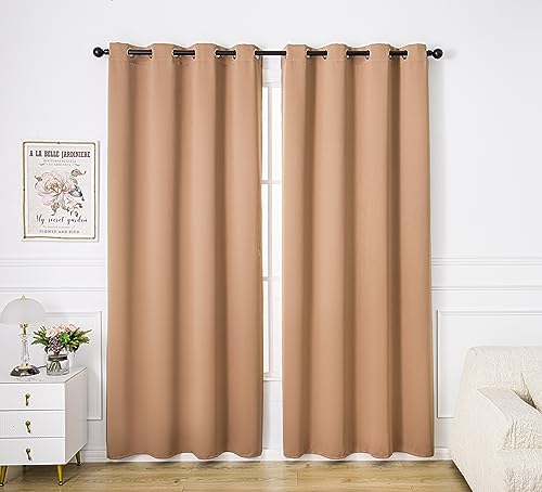 PI Blackout Long Curtains 95 Inches Length,Privacy Room Darkening Divider Curtains with Grommet for Living Room/Bedroom/Glassdoor/Patio 1 Panel (Cappuccino,W52XL95)