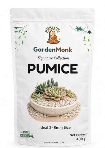 GardenMonk Pumice for Gardening | Low Powder - Sieved Before Packing | Perfect 3-8 mm Size | Best for Bonsai, Succulents, Cactus and More | Pumice for Plants (400 Grams)