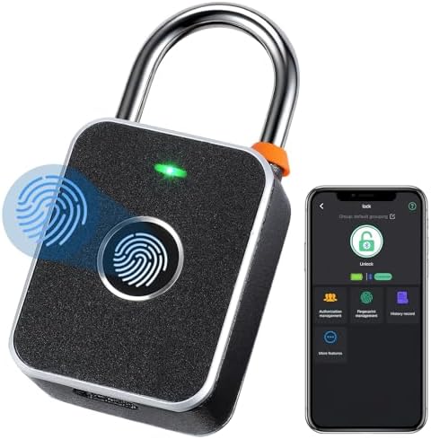 Fingerprint Padlock, Laelr Smart Fingerprint Gym Locker Lock with App Controlled, Weatherproof Electronic Keyless Biometric Padlock Suitable for Gym Locker, Gates, Fence and Storage Backpack