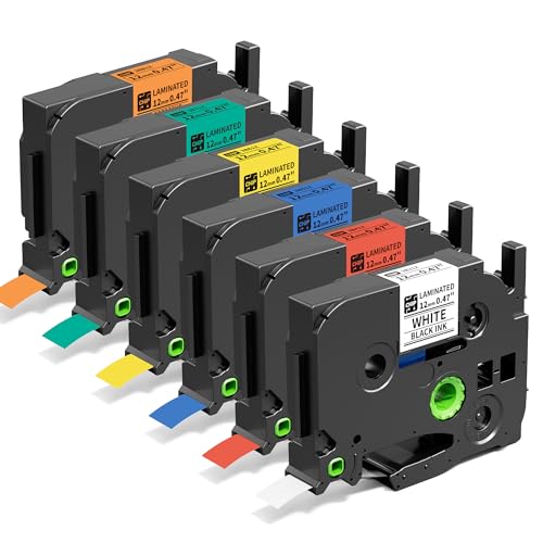Cartouche TZe-231 12mm ruban compatible Brother P-Touch PT-H110 PT-D210 PT-D400 lot de 6