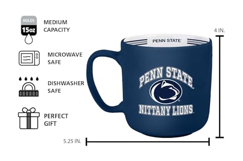 Image of Logo Brands NCAA Penn State Nittany Lions 15 oz Stripe Coffee Mug - Vintage Team Logo, Inside Print & Stripes, Microwave & Dishwasher Safe- Great Gift For Fans & Alumni