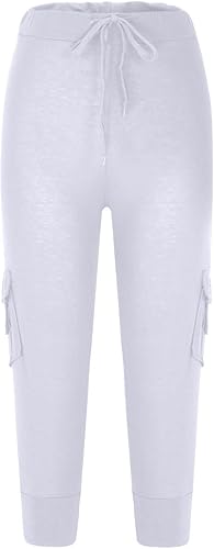 Miniatura 8 de Pantalones capri de yoga para mujer, estilo casual, para verano, con cordón elástico, cintura alta, pantalones elásticos recortados