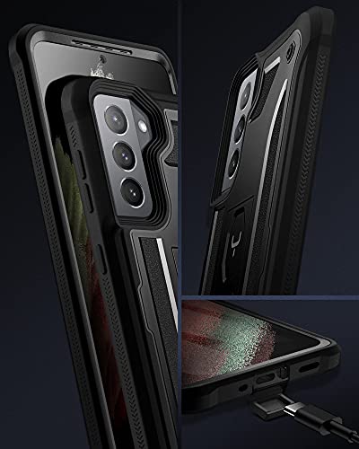 Youmaker Compatible With Galaxy S21 Case With Built-In Screen Protector, Kickstand Full Body Shockproof Rugged Cover For Samsung Galaxy S21 5G 6.2 Inch - Black #TOP7