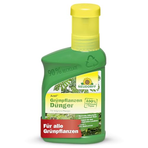 Neudorff Azet Grünpflanzendünger 250ml - 100% natürlicher Dünger Zimmerpflanzen für schnelles Wachstum - Palmendünger für tiefgrüne Blätter aller Grünpflanzen und Palmen - vegan