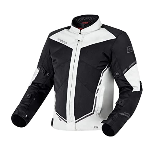 Ozone Gaming Chaqueta de moto JET II CE Nivel 1 Protector de codos y hombros Malla de acero Membrana impermeable desmontable Elementos reflectantes 2 bolsillos exteriores y 2 interiores, Gris/Negro Cover