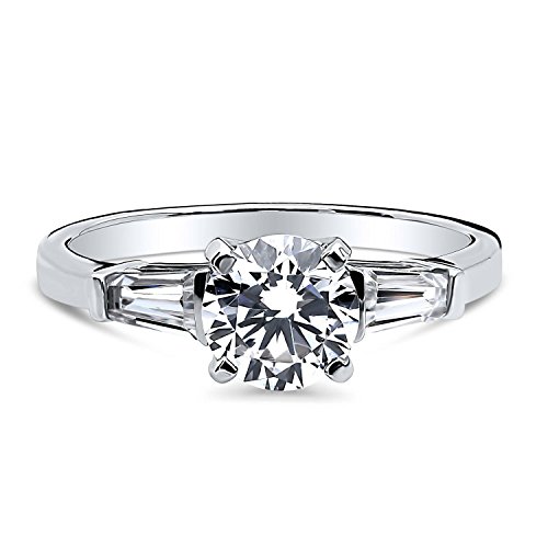 Berricle Sterling Silver Solitaire Wedding Engagement Rings 1 Carat Round Cubic Zirconia Cz Promise Ring For Women, Rhodium Plated Size 8 #TOP1