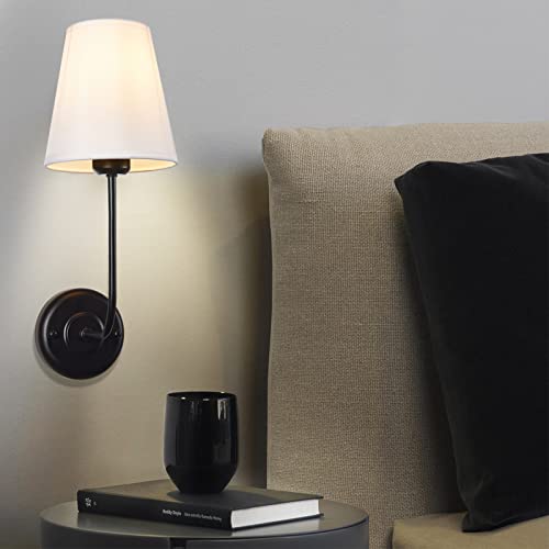 Passica Decor Wall Sconces Set Of 2 Pack Vintage Industrial Wall Light Fixture With Flared White Fabric Shade For Dining Room Living Room Bedrooms Bedside Reading Farmhouse #TOP7