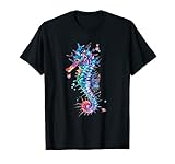 Seahorse Watercolor Ocean Animal Colorful Underwater Fish T-Shirt