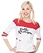 Suicide Squad Harley Quinn Daddy's Little Monster Women's Top with Rips (Small) White/Red