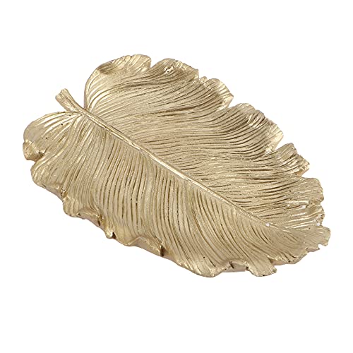Wakauto Gold Leaf Shaped Small Jewelry Ring Dish,Gold Leaf Trinkle Dish Jewellery Tray Plate Decorative Plate for Necklace Earrings Rings Bracelet Tray Organizer Wedding Party Decor