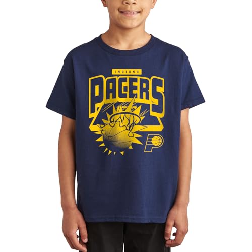 Junk Food NBA - Indiana Pacers - Crash The Board - Officially Licensed Youth Short Sleeve Fan Tee for Boys and Girls Navy