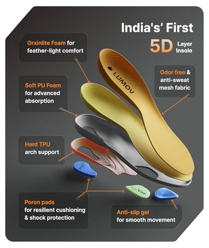 Image of Orthotic Insoles for Men & Women, Orange Nylon 5-Layer Poron, Gel & TPU Cushioning | Arch Support for Flat Feet, Plantar Fasciitis & Heel Spurs | Shock Absorbing, Trimmable | Pack of 2, Size XL
