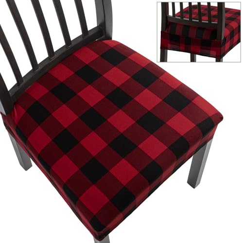 Image of SearchI Dining Chair Seat Covers Set of 6, Rear Covered, Red and Black