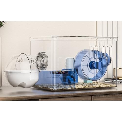 TIMDU ハムスターケージ 透明 アクリル素材 二層小動物 可愛い 贅沢セット 回し車 給水ボトル バスルーム 大型 飼育 餌入れ お掃除しやすい 可愛い 広い 通気性 組立式 エコなアクリル製完全な構成 合理的なパーティション さまざまなユニバーサルハ