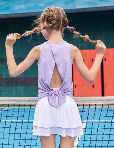 Image of Zaclotre Girls Athletic Tank Tops Open Tie Back Sleeveless Workout Shirts
