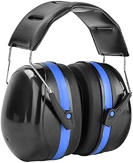 KINGSAID Ear Defenders Folding Kids Ear Protectors Muffs NRR Plugs Adult Hearing Protector 35dB Noise Cancelling Passive Sound Blocking Earmuffs Hearing Protectors Black (Blue)