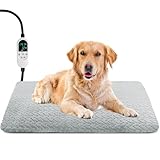 ENJOY PET Pet Heating Pad for Cats Dogs, Heated Dog Bed Indoor Dog Heating Pad with Chew Resistant Steel Cord, 12 Level Timer and Temperature Heated Pet Bed Electric Warming Blanket (28''x18'')