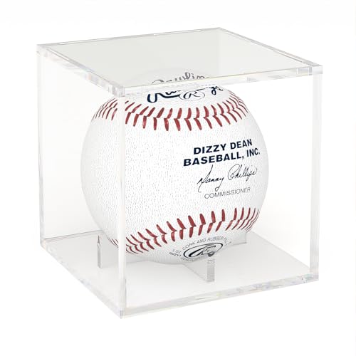 Image of Acrylic Baseball Display Case, Clear Memorabilia Showcase for Display, Baseball Holders for Balls, Clear Display Cube Baseball Memorabilia Showcase Autographed Ball Protector
