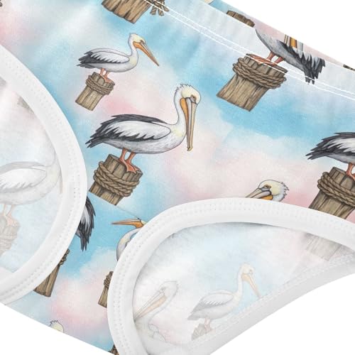Joisal Watercolor Pelicans Wooden Little Girl Panties Toddler Underwear Floral Cotton Durable Undies Kids Briefs 2t4
