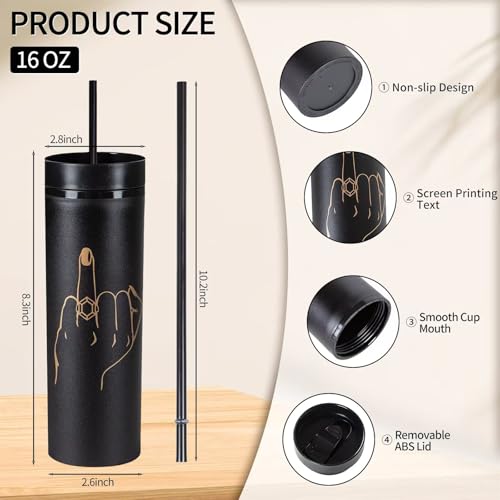 10 Pack Ring Finger Skinny Tumblers| 16 oz Bachelorette Party Cups.Engagement Wedding Gifts.Bridesmaid Proposal Gifts.Bridal Shower Gifts.Bride Bridesmaids Bridal Party Tumblers Cups(Black). by Generic - Image 4
