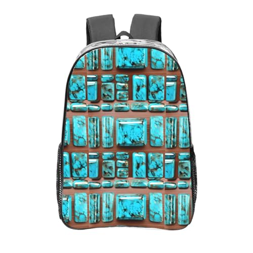 OAZCVBNN Mochila transparente con estampado turquesa azul aguamarina brillante para estudiantes, escuela, viajes, bolsillos versátiles, para niños y niñas