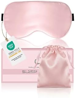 Masque de Nuit Unisexe en Soie 100% (Soie de Mûrier), Anti-lumière, Anti-allergie, Sangle Réglable, Rose