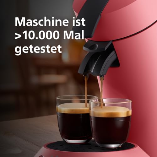 Philips Senseo Original Plus Kaffeepadsmaschine - Kaffeestärkeauswahl, Coffee Boost Technologie, Recycling-Kunststoff, Sanftes Rot (CSA210/35)