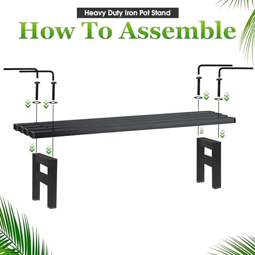 Image of ABJA Heavy Duty Long Plant Stands: 76x24x17.5 cm, Set of 2 Plant Stands for Outdoor Balcony, Indoor Living Room, Pot Stand for Plants Big Size (Set of 2, Black)