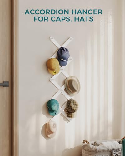OROPY Wood Accordion Wall Hanger, Expandable Coat Rack Wall Mount with 14 Pegs, Expanding Hat Rack for Wall White - Thumbnail 5