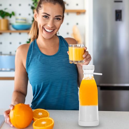 UQTUKO Draagbare mixer, 380 ml, smoothiemaker met 6 messen, vers sapmixer, USB oplaadbare mini-mixer, mini-blender voor fruit, smoothies, sap, jam en shakes, BPA-vrij, wit - Afbeelding 5