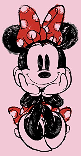 Disney Characters Sitting Minnie Sketch Girl's Solid Crew Tee2