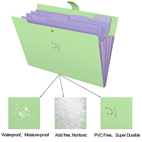 Skydue Letter A4 Paper Expanding File Folder Pockets Accordion Document Organizer (Green) #TOP5