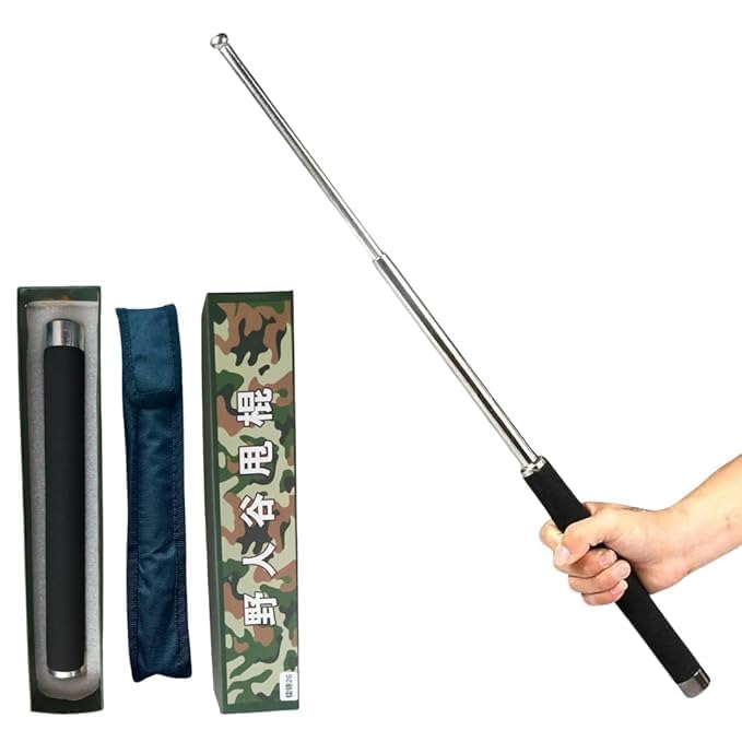 Stainless Steel Telescopic Pointer Wand with Non-Slip Grip, Extendable Metal Baton, Foldable Compact Hiking Safety Stick, Pack of 1