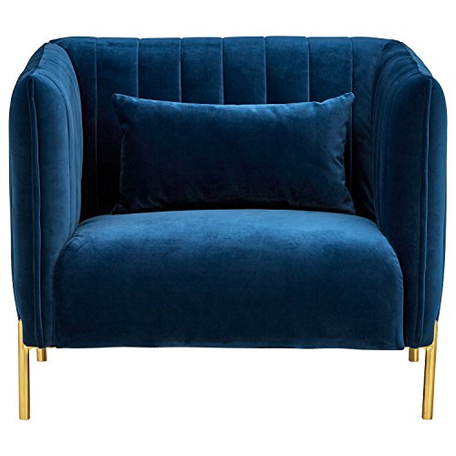 Amazon Brand – Rivet Frederick Mid-Century Channel Tufted Velvet Living Room Chair, 38"W, Navy Blue #TOP1