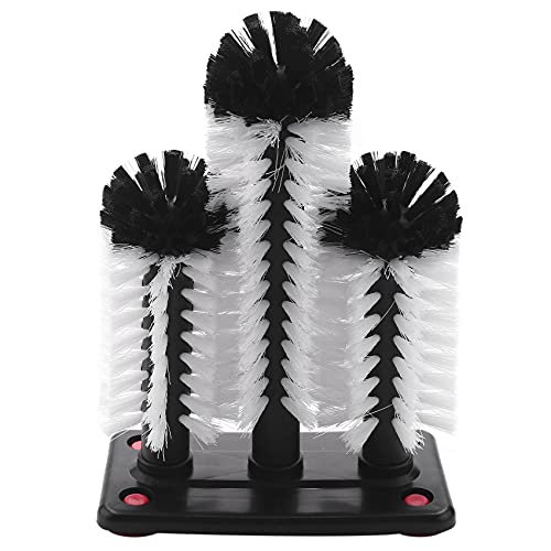 Humanitypd 3 cepillos de lavado de vidrio con barra base de succión para bar, cocina, copas de vino tinto, taza