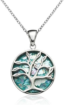 SolidSilver - Sterling Silver Genuine Ancient Roman Glass Tree of Life Pendant Necklace