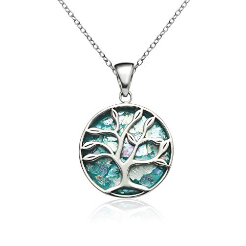 Solidsilver - Sterling Silver Genuine Ancient Roman Glass Tree Of Life Pendant Necklace #TOP4
