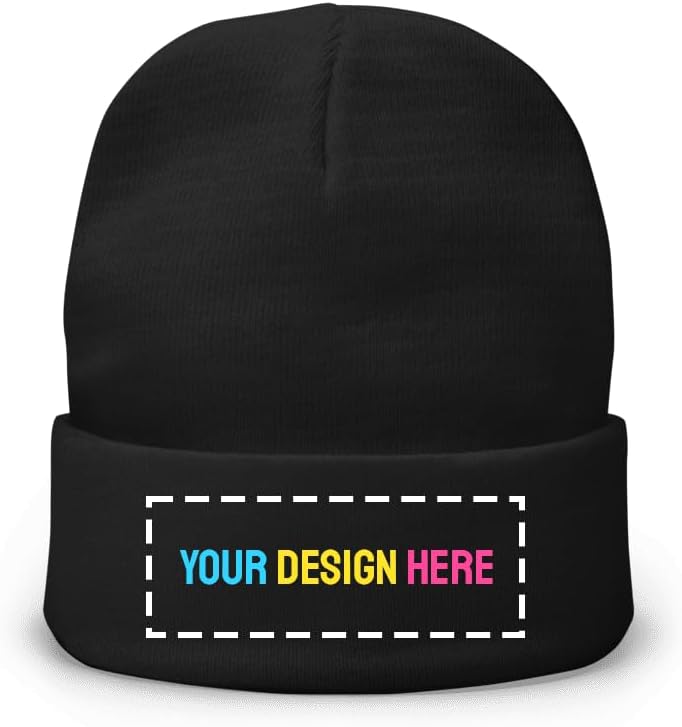 - Custom Embroidery Beanie – Personalized Knit Hat with Custom Design Text Warm Winter Cap for Men & Women, Gift - 100% Acrylic