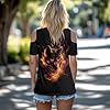 ZFRXIGN Cold Shoulder Tops for Women Size S-2XL Short Sleeve Shirts Going Out Top Square Neck Tee, Fire Wolf, XL #1