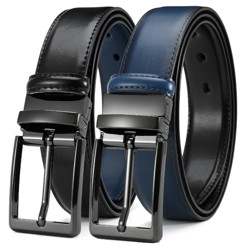 Image of DOOPAI Reversible Leather Belt for Men 1.25 inch - Dual Sided Dress and Casual Belt, Trim to Fit, 2 Styles in One Belt