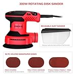Orbital Sander Corded Hand Sander: DEKOPRO 5" Random Orbital Sander with Dust Box, 6 Various Speeds Electric Palm Sander with Dust Box, 16Pcs Sandpapers for Woodworking & Sanding (Red) - Image 3
