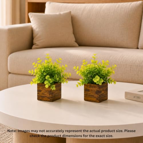 Image of DecoreBugs Artificial Eucalyptus Plant with Plastic Pot (Pack of 2) | 12 cm Height | Mini Potted Plants for Shelf Decor, Home, Office, Living Room, Desk & Table Item Decoration