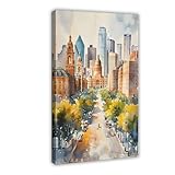 Dallas Aquarell-Leinwand-Poster, Wandkunst, Dekordruck, 