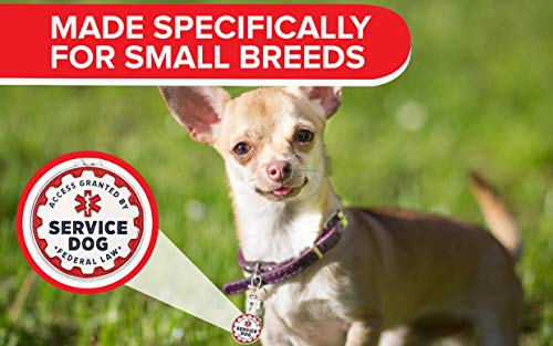 Industrial Puppy 2 Pack Service Dog Tag Double Sided: Metal Pet Id Tags For Service Animals, Emotional Support Dogs & Therapy Dogs, Navy Lettering & Red Enamel Trim (1 Inch (Small Dogs)) #TOP5