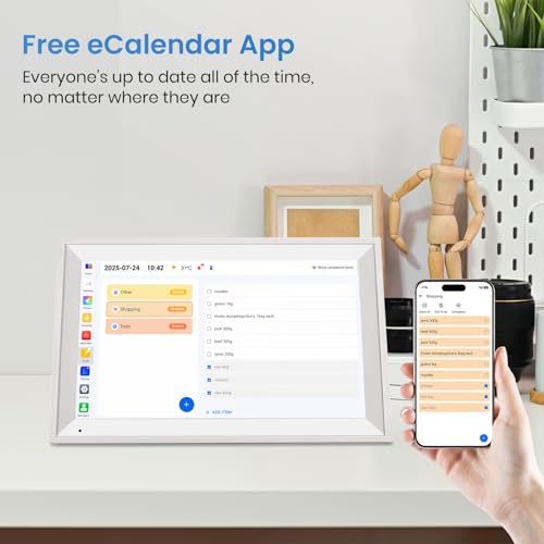Image of 15.6 inch Smart Digital Wall Calendar, 1920 * 1080P Touchscreen Electronic Wall Planner, Family Schedule Organizer Digital Photo Frame with Built-in 64GB Memory, White