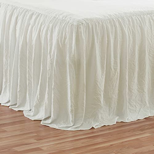 Sweet Home Collection Bedspreads Ruffle Skirt 3 Piece Shabby Chic Ultra Soft Oversized Coverlet Bedding Cover With Shams Set, Queen, Ivory #TOP1
