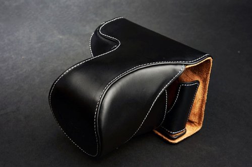 Sac en cuir véritable Sony NEX-7 housse photo intégrale TP Noir