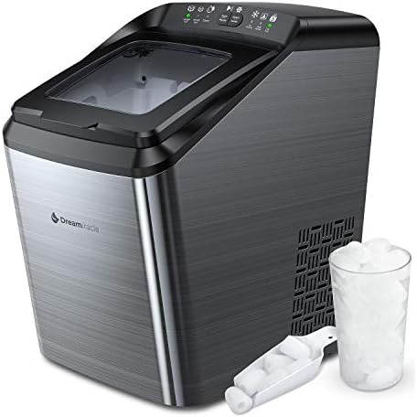 Dreamiracle Ice Maker Machine for Countertop, 33 lbs Bullet Ice Cube in 24H, 9 Ice Cubes Ready in 7-10 Minutes, 2.8L Ice Maker Machine with Ice Scoop and Basket, Black, L 15.75×W 9.69×H 16.93 in