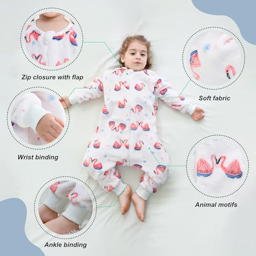 Image of MICHLEY Flannel Sleeping Sack,Baby Sleeping Bag Wearable Blankets 9M-6Y